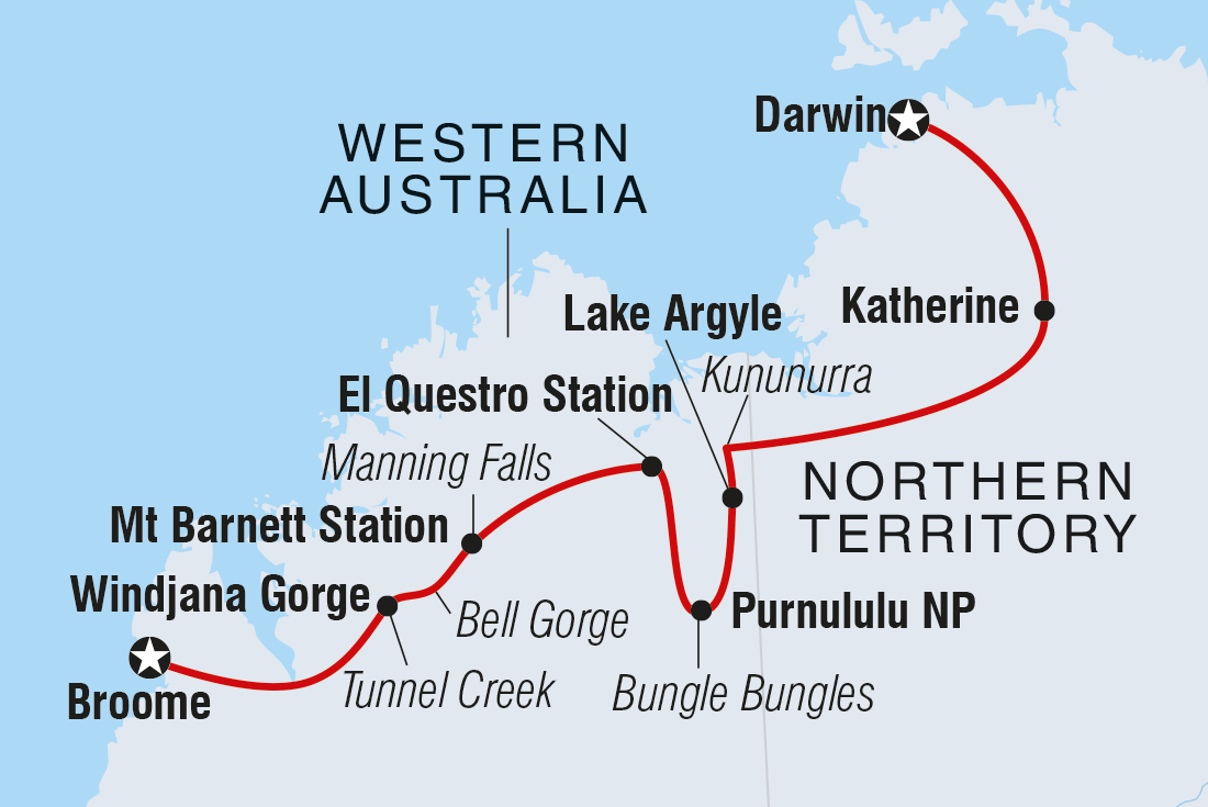 tourhub | Intrepid Travel | Broome to Darwin Outback | Tour Map