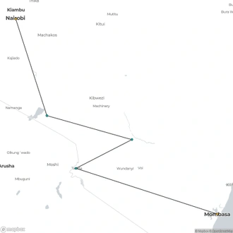 tourhub | Today Voyages | Kilimanjaro to Mombasa, Private Tour | Tour Map