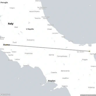 tourhub | Omega Tours | A Pilgrimage to San Giovanni Rotondo from Rome | Tour Map