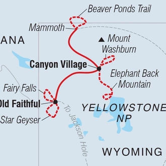 tourhub | Intrepid Travel | Hiking in Yellowstone  | Tour Map