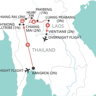tourhub | Wendy Wu | Thailand & Laos Adventure | Tour Map