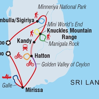 tourhub | Intrepid Travel | Sri Lanka: Hike, Bike & Kayak | Tour Map