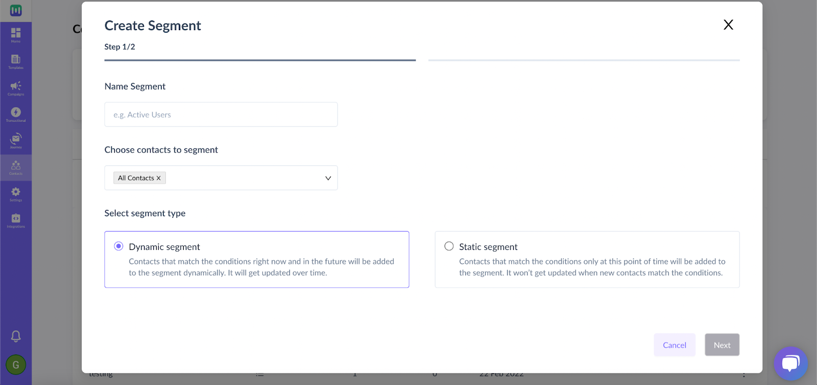 How to segment contacts based on 'User Properties'