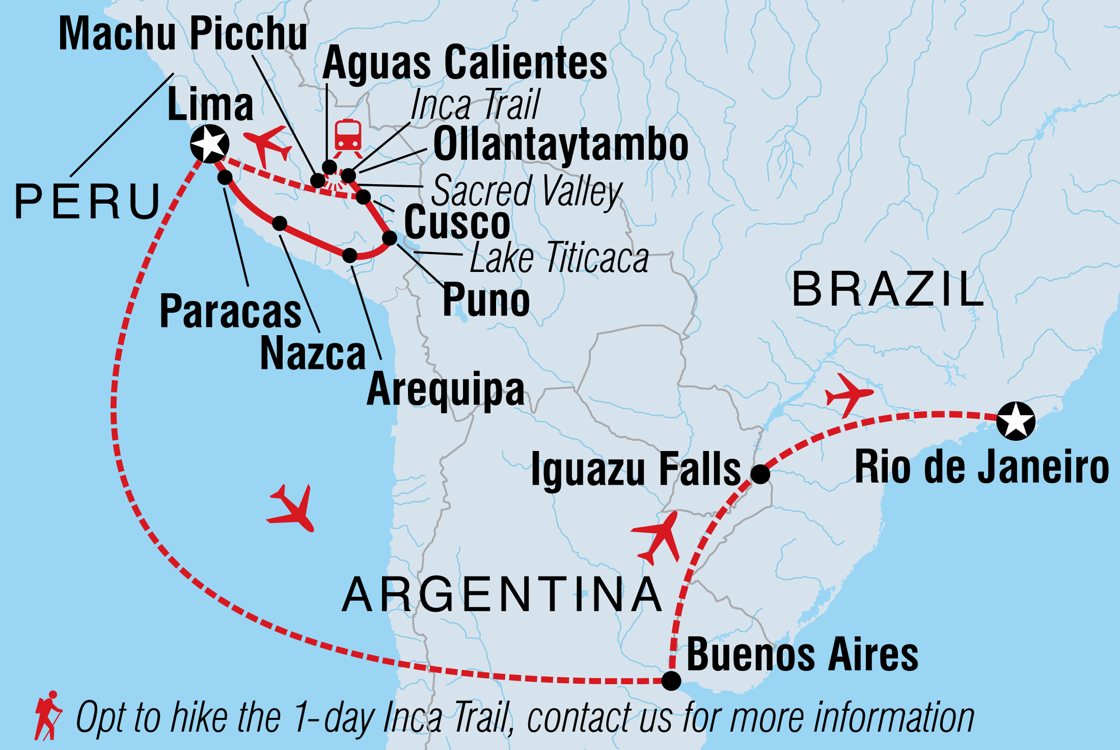 tourhub | Intrepid Travel | Best of Peru, Argentina & Brazil | Tour Map