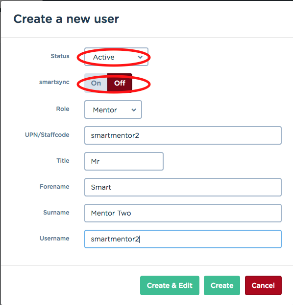 Create a new user manually