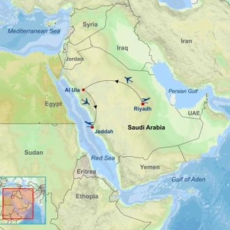 tourhub | Indus Travels | Highlights of Saudi Arabia | Tour Map