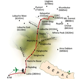 tourhub | Nepal Tour and Trekking Service | EVEREST BASE CAMP – 12 DAYS | Tour Map