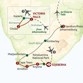 tourhub | Saga Holidays | Tracks of Africa | Tour Map