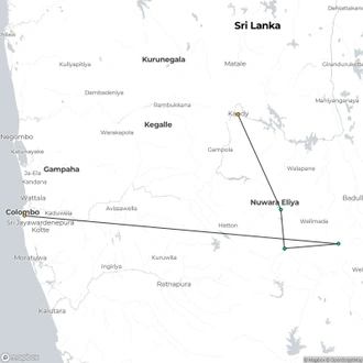 tourhub | Ceylon Travel Dream | 01 Week Tour In Sri Lanka | Tour Map