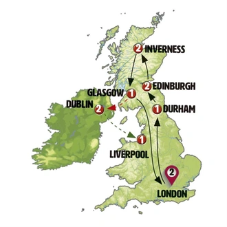 tourhub | Europamundo | Extensive United Kingdom and Ireland end Dublin | Tour Map