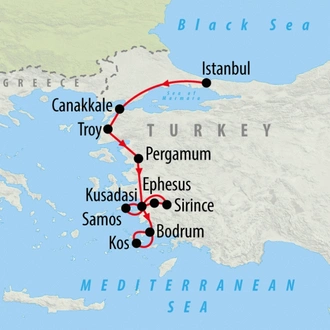tourhub | On The Go Tours | Istanbul & Aegean Highlights - 9 days | Tour Map