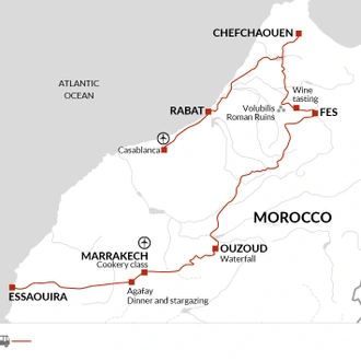 tourhub | Explore! | Upgraded - Discover Morocco and the Atlantic Coast | Tour Map
