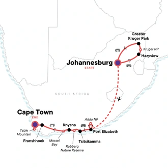 tourhub | G Adventures | Highlights of South Africa | Tour Map