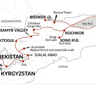 tourhub | Explore! | Kyrgyzstan's Silk Road Journey | Tour Map
