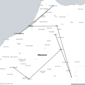 tourhub | Morocco Premium Tours | 7-Day Moroccan Adventure: From Casablanca to Marrakech | Tour Map