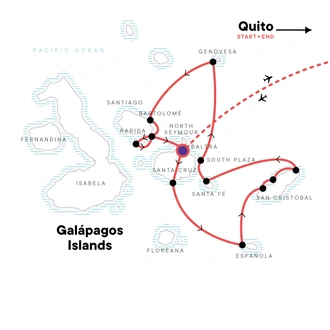 tourhub | G Adventures | Galápagos – Central and East Islands aboard the Reina Silvia Voyager | Tour Map