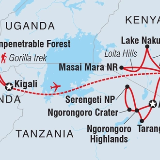 tourhub | Intrepid Travel | Premium East Africa in Depth | Tour Map