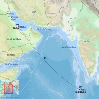 tourhub | Indus Travels | Dazzling Maldives and Qatar | Tour Map