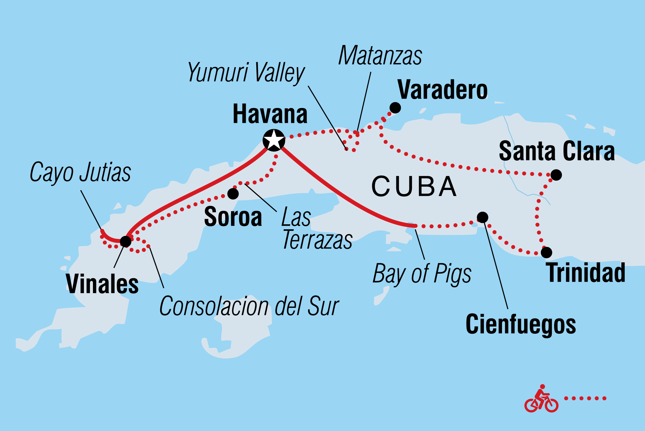 tourhub | Intrepid Travel | Cycle Cuba | Tour Map