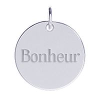 Pendentif rond plexiglas le bonheur se construit chaque jour 40mm