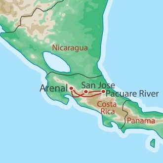 tourhub | World Expeditions | Costa Rican Adventure | Tour Map