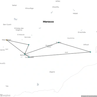 tourhub | Encounters Travel | MARRAKECH to MARRAKECH (8 days) Marrakech and Sahara Teen Tour | Tour Map