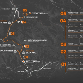 tourhub | Salkantay Trekking | The Classic Salkantay Trek 5 Days | Tour Map