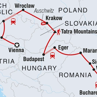 tourhub | Intrepid Travel | Journey through Central Europe & Romania | Tour Map