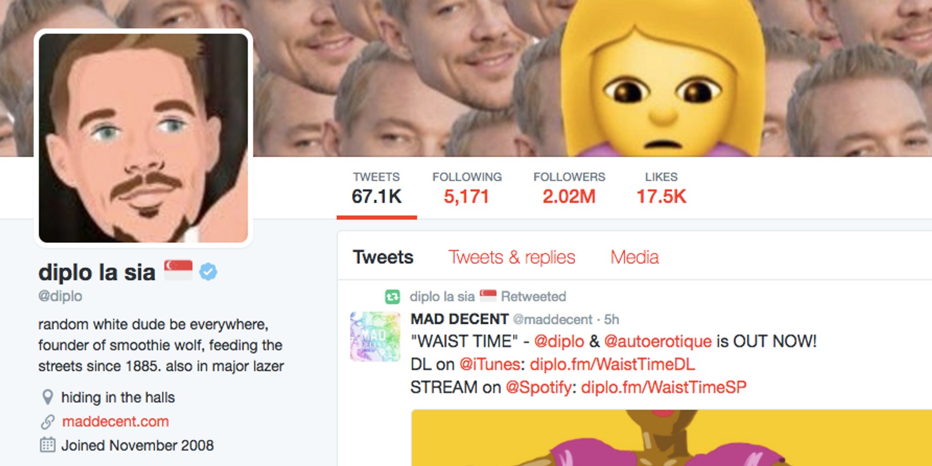 Diplo celebrates his return to Singapore with a unique Twitter name