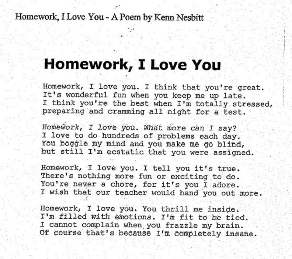 homework funny poem