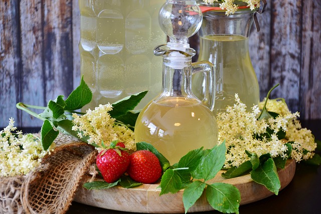 natural remedies in glass bottles
