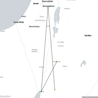 tourhub | Tourist Israel | Petra and Wadi Rum 3 day tour from Jerusalem | Tour Map