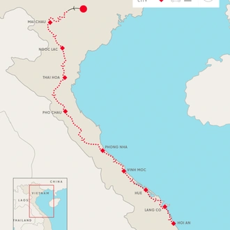 tourhub | SpiceRoads Cycling | Road Cycling Hanoi to Hoi An | Tour Map