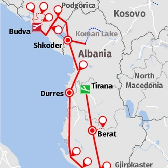 tourhub | Good Albania | Albania & Montenegro Tour - 9 Days | Tour Map