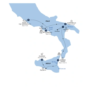 tourhub | Insight Vacations | Country Roads of Southern Italy & Sicily - Small Group | Tour Map