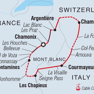 tourhub | Intrepid Travel | Hike the Tour du Mont Blanc | Tour Map