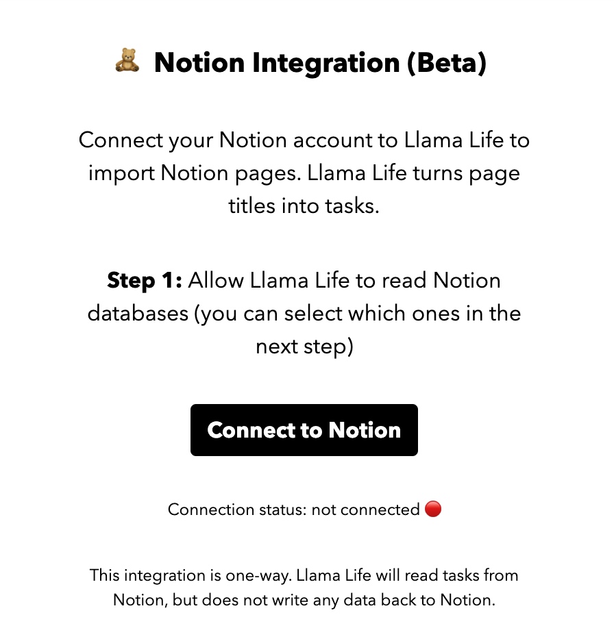 Llama Life can integrate with Notion