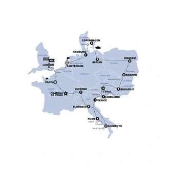 tourhub | Contiki | European Vistas | Start Amsterdam | Summer | 2026 | Tour Map