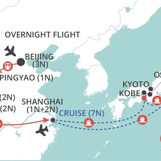 tourhub | Wendy Wu | China by Land, Japan by Sea | Tour Map