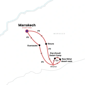 tourhub | G Adventures | Moroccan Sahara Discovery | Tour Map