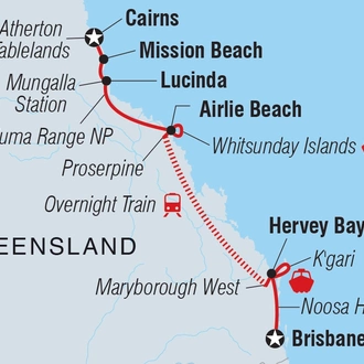 tourhub | Intrepid Travel | Brisbane to Cairns Adventure | Tour Map