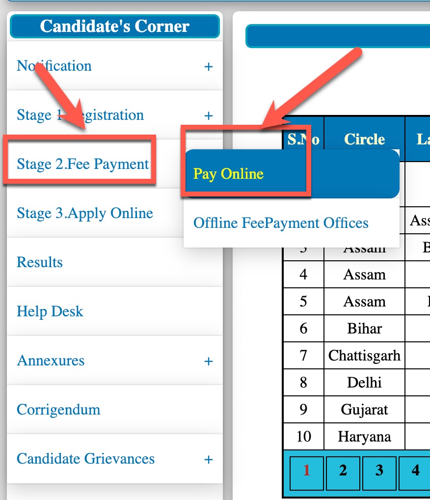 Now Click on Fee Payment and Click on Pay Online.