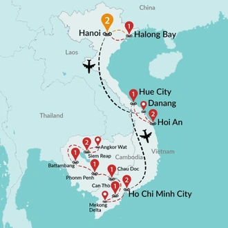 tourhub | Travel Talk Tours | Best of Vietnam & Cambodia | Tour Map