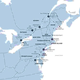 tourhub | Insight Vacations | Best of Eastern Canada & USA - Classic Group | Tour Map