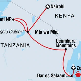 tourhub | Intrepid Travel | Road to Zanzibar | Tour Map