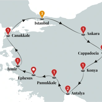 tourhub | Ciconia Exclusive Journeys | Incredible Turkey Luxury Tour | Tour Map