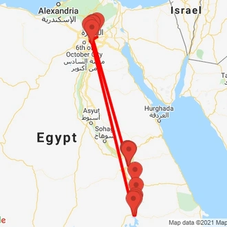 tourhub | Egypt Best Vacations | 7 Day Egypt Tour: Cairo, Luxor, Aswan And Nile Cruise | Tour Map