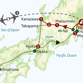 tourhub | Titan Travel | Essence of Japan | Tour Map