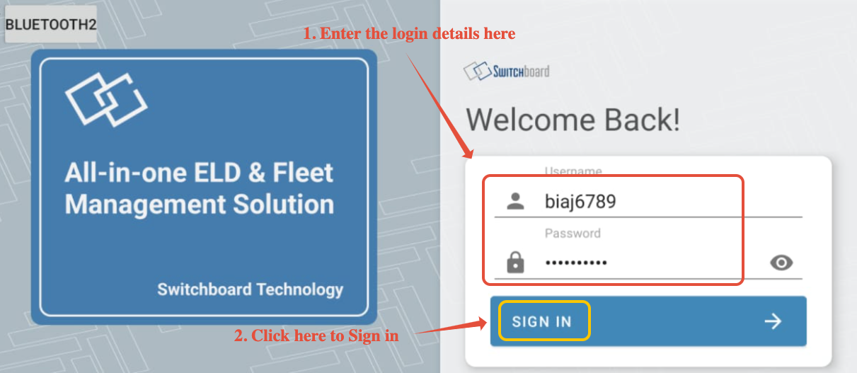 Logging into the Switchboard Driver Application