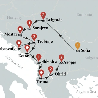 tourhub | Ciconia Exclusive Journeys | Best of Balkans Luxury Tour | Tour Map